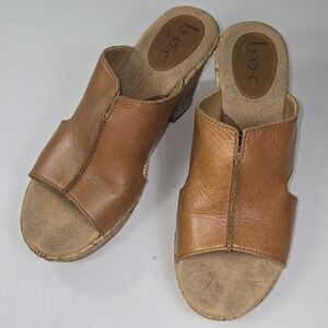 Born concept Brown Slide Leather Women‎ Sandals Size 7/38